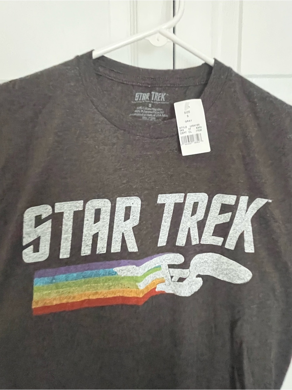 NWT Star Trek Short-Sleeve Graphic Tee in Charcoal with Rainbow Accent